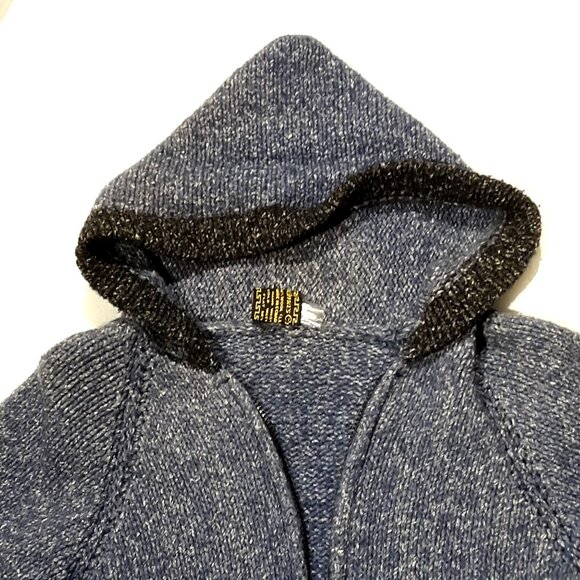 Milma's Crafts Alpaca Cardigan Sweater Women S/M Denim Blue Zipper Hood Pockets - Picture 2 of 7